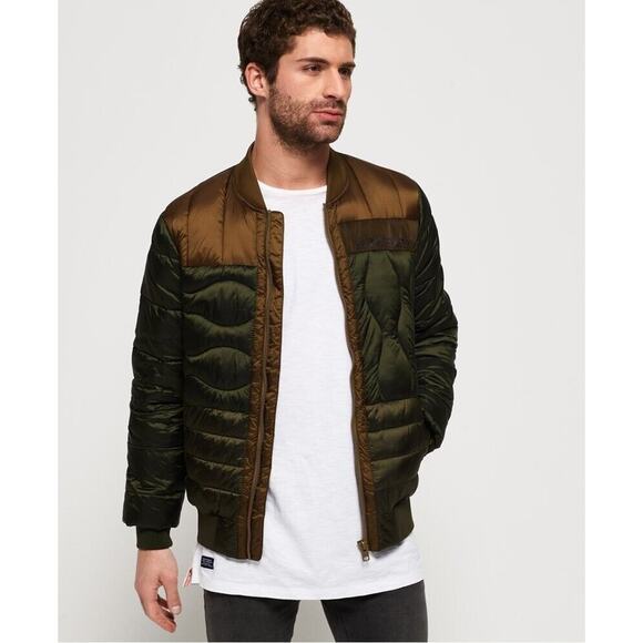 SuperDry MENS Convex Mixed Quilt Bomber Jacket - NOWT - Picture 1 of 9